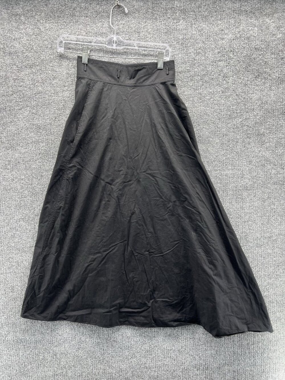 Theory Skirt Womens 00 Black A Line Midi Pockets Belt Loops Office Work Casual